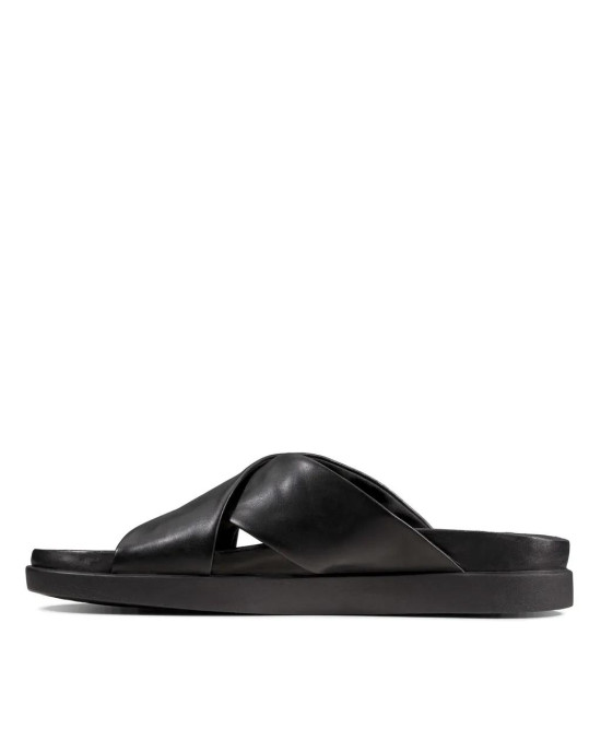 Clarks Slipper, Black Leather Sandals Shoes