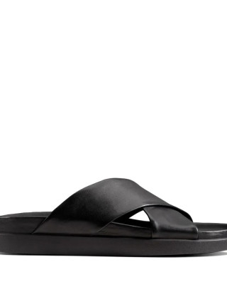 Clarks Slipper, Black Leather Sandals Shoes