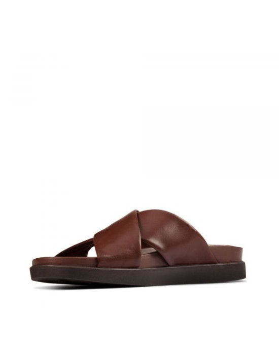 Clarks Slipper, Brown Leather British Tan Lea Slipper