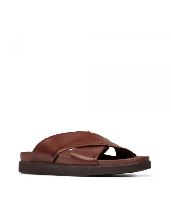 Clarks Slipper, Brown Leather British Tan Lea Slipper