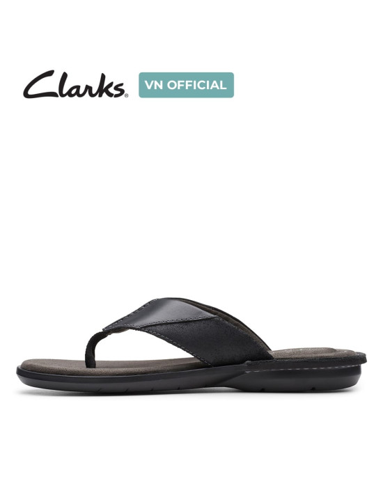 Clarks Slipper, Black Leather Flip-Flops Sandals Shoes