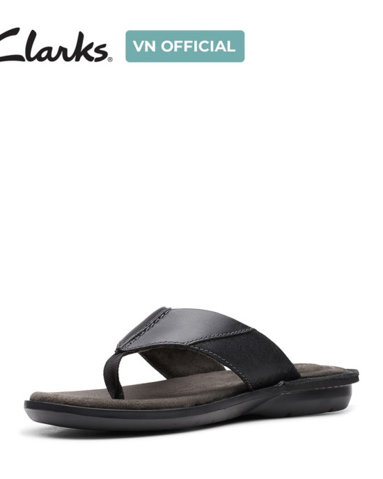 Clarks Slipper, Black Leather Flip-Flops Sandals Shoes