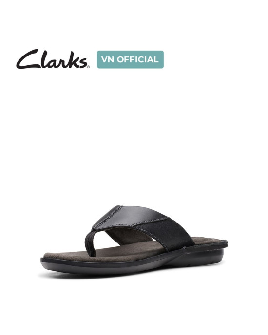 Clarks Slipper, Black Leather Flip-Flops Sandals Shoes