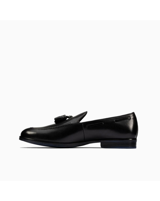 Clarks Shoes, Citistrideslip Black Leather Slip-On Shoes For Men's