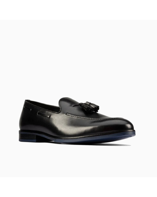 Clarks Shoes, Citistrideslip Black Leather Slip-On Shoes For Men's