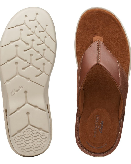 Clarks Slipper, Brown Leather Flip-Flops Sandals Shoes
