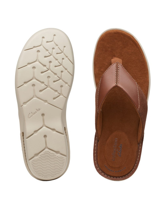 Clarks Slipper, Brown Leather Flip-Flops Sandals Shoes