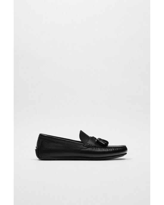 ZARA Shoes, Black Leather Loafers 