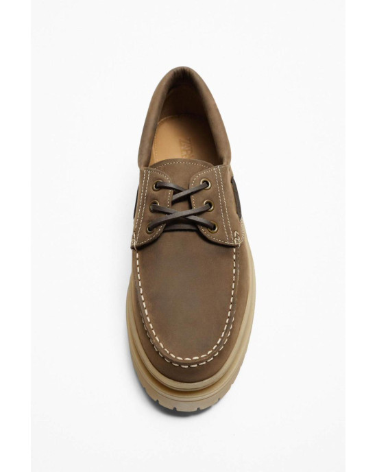 ZARA Shoes, Classic with Khaki Color Suede Leather