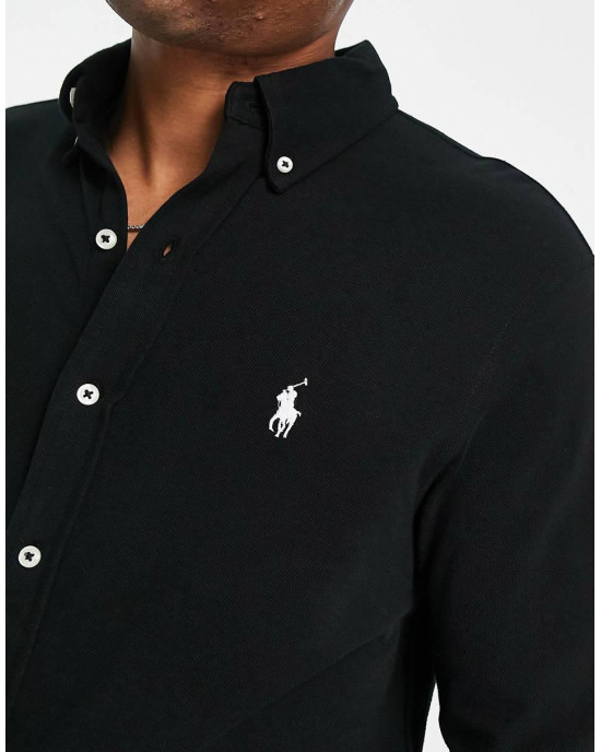 Polo Ralph Lauren Shirt, icon logo button down pique shirt in black