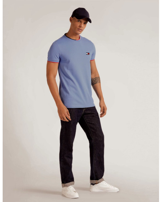 Tommy Jeans T-Shirt, Tipped Pique Slim Fit T-Shirt For Men's