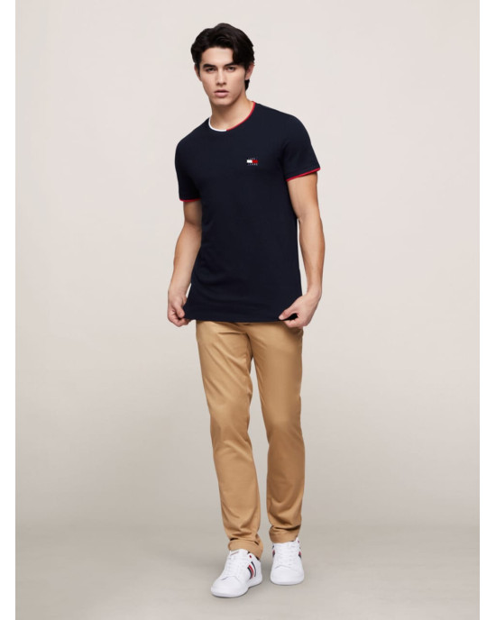 Tommy Jeans T-Shirt, Tipped Pique Slim Fit T-Shirt For Men's