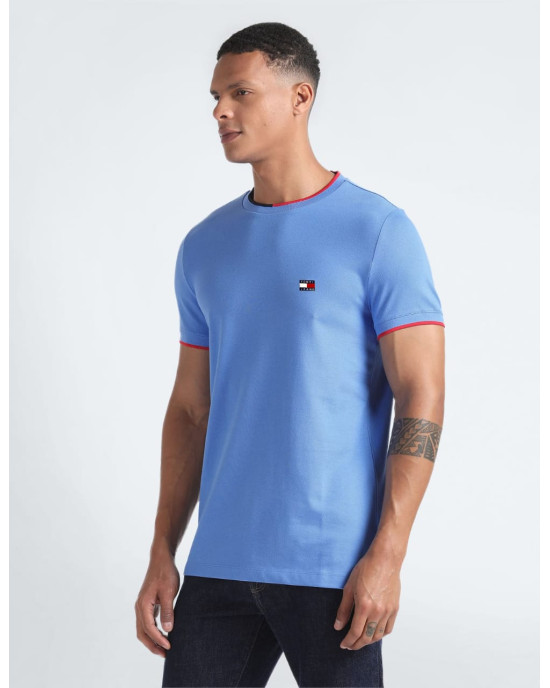 Tommy Jeans T-Shirt, Tipped Pique Slim Fit T-Shirt For Men's