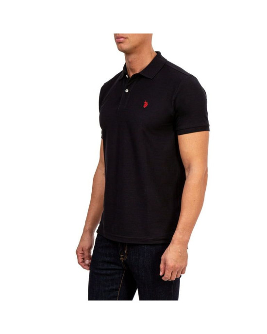 U.S. Polo Assn T-Shirt, Polo Neck Black T-Shirt For Men's