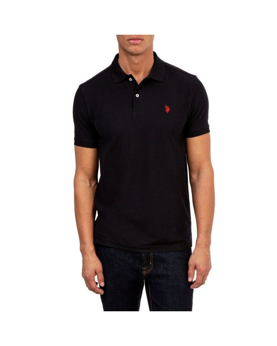 U.S. Polo Assn T-Shirt, Polo Neck Black T-Shirt For Men's