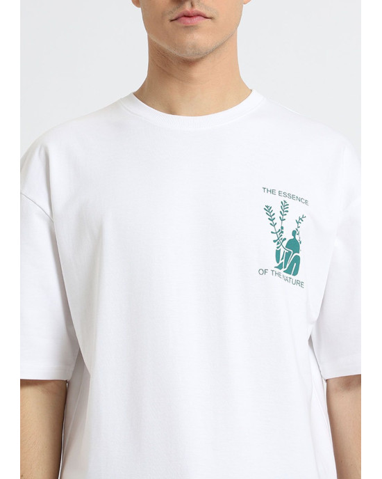 Zara T-Shirt, Round Neck White Oversized T-shirt