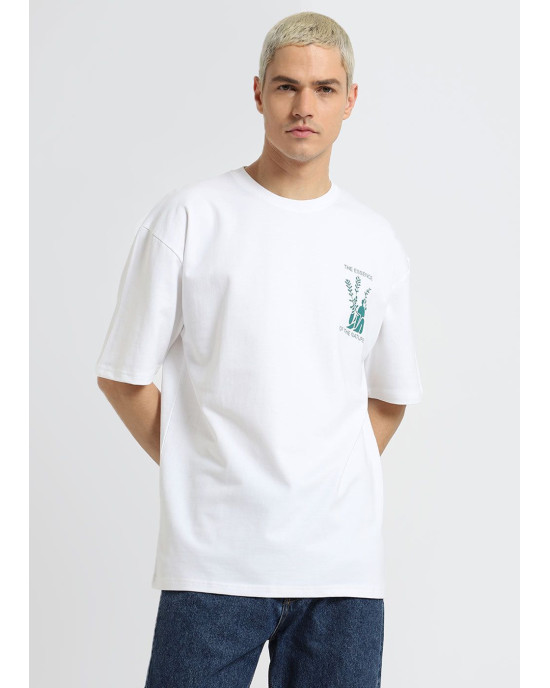 Zara T-Shirt, Round Neck White Oversized T-shirt