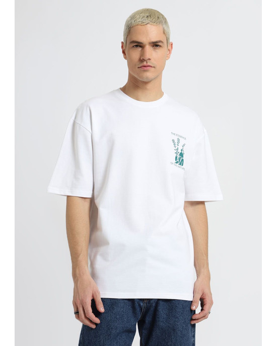 Zara T-Shirt, Round Neck White Oversized T-shirt