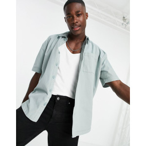 PULL&BEAR Shirt, Cotton Short Sleeve Boxy Shirt For Men's