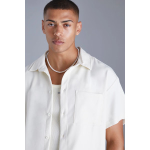 PULL&BEAR Shirt, Cotton Short Sleeve Boxy Shirt For Men's