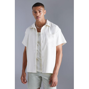 PULL&BEAR Shirt, Cotton Short Sleeve Boxy Shirt For Men's