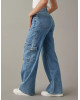 American Eagle Cargo, Curvy Super High-Waisted Baggy Wide-Leg Cargo Jeans