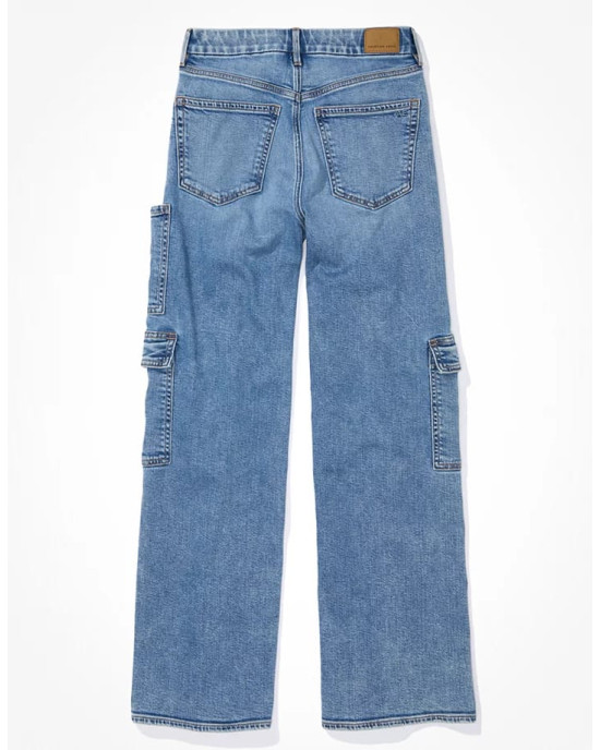 American Eagle Cargo, Curvy Super High-Waisted Baggy Wide-Leg Cargo Jeans