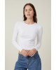 COTTON ON Top, Organic Rib Crew Long Sleeve Top For Women's