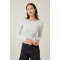 COTTON ON Top, Organic Rib Crew Long Sleeve Top For Women's