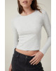 COTTON ON Top, Organic Rib Crew Long Sleeve Top For Women's