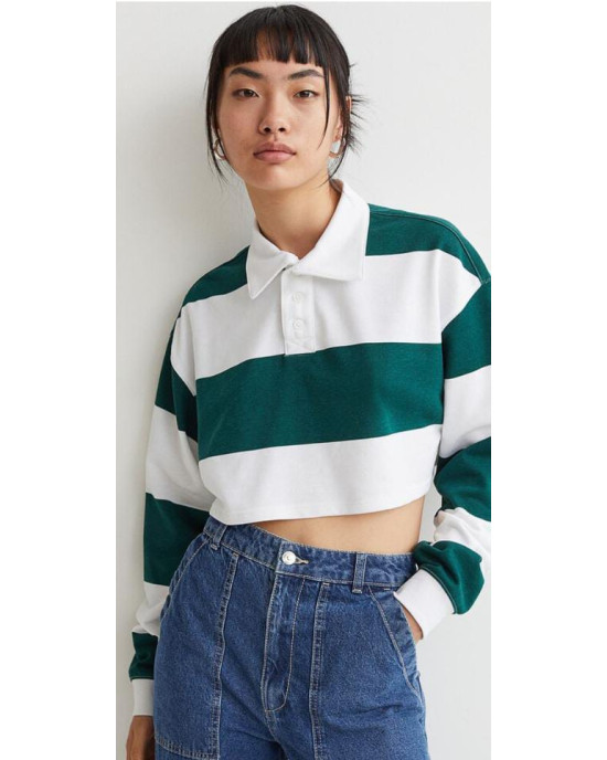 H&M Shirt, Cropped Rugby  Women Shirt