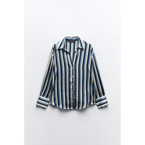 ZARA Shirt, Long Sleeve striped Satin Shirt