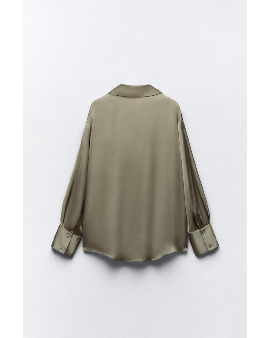 ZARA Shirt, Long Sleeve Satin Shirt