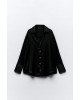 ZARA Shirt, Long Sleeve Black Satin Shirt