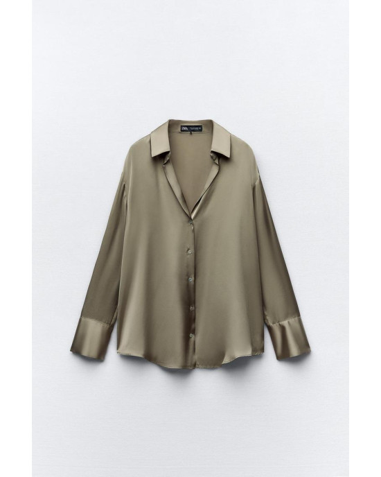 ZARA Shirt, Long Sleeve Satin Shirt