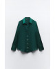 ZARA Shirt, Long Sleeve green Satin Shirt