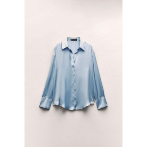 ZARA Shirt, Blue Satin Shirt For Women's