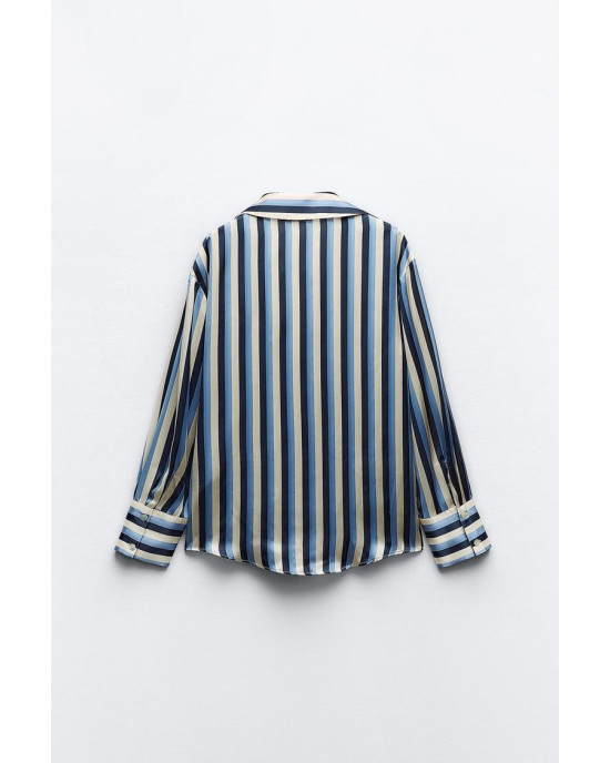 ZARA Shirt, Long Sleeve striped Satin Shirt