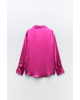 ZARA Shirt, Long Sleeve Pink Satin Shirt For Women's