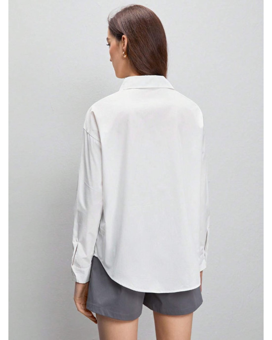 Stradivarius Shirt, Oversized Cotton Shirt For Women's