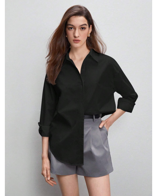 Stradivarius Shirt, Oversized Cotton Shirt For Women's