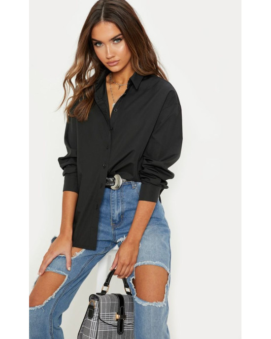 Stradivarius Shirt, Oversized Cotton Shirt For Women's