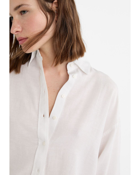 Stradivarius Shirt, Linen Shirt For Women's