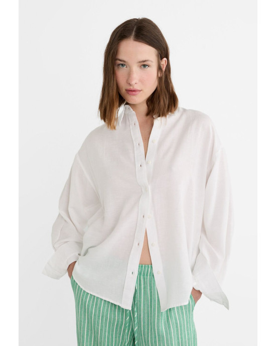 Stradivarius Shirt, Linen Shirt For Women's